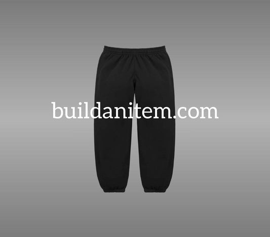 Front: Black cuffed joggers mockup PSD front view streetwear
