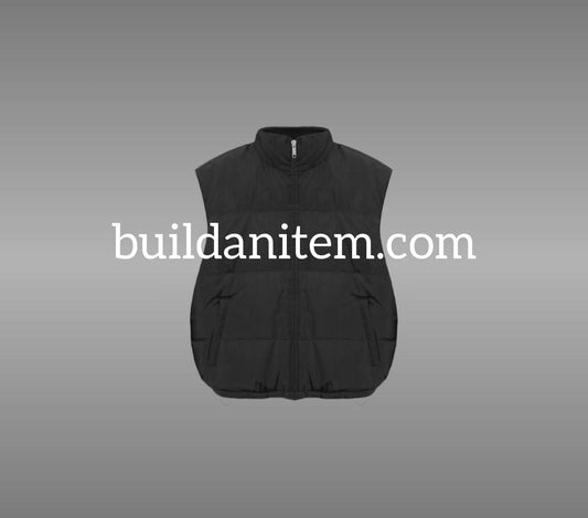 Front: Black down vest mockup PSD front view streetwear
