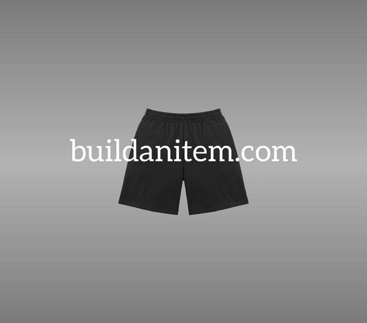Front: Black jogger shorts mockup PSD front view streetwear
