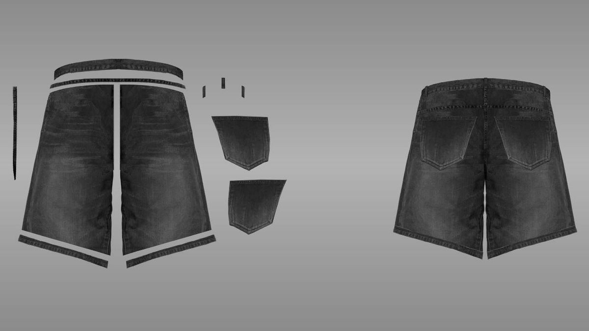 Layers: Black jorts mockup PSD back view streetwear
