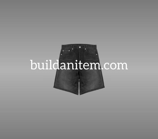 Front: Black jorts mockup PSD front view streetwear
