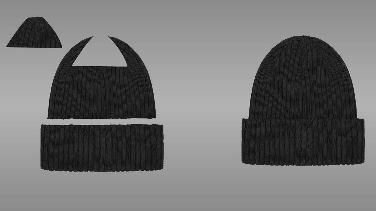 Layers: Black knitted beanie mockup PSD front view streetwear
