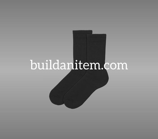 Front: Black ribbed socks mockup PSD side view streetwear

