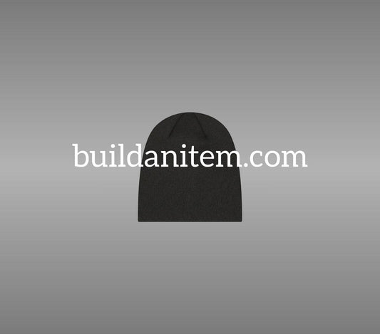 Front: Black skull knit beanie mockup PSD front view streetwear
