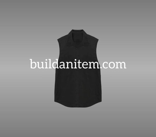 Front: Black sleeveless collar shirt mockup PSD front view streetwear
