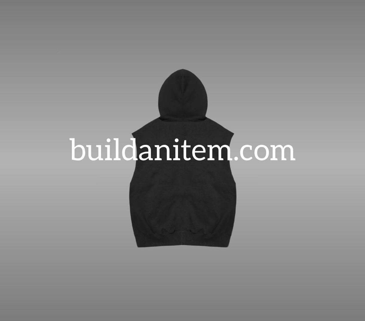 Back: Black sleeveless zip up hoodie mockup PSD back view streetwear
