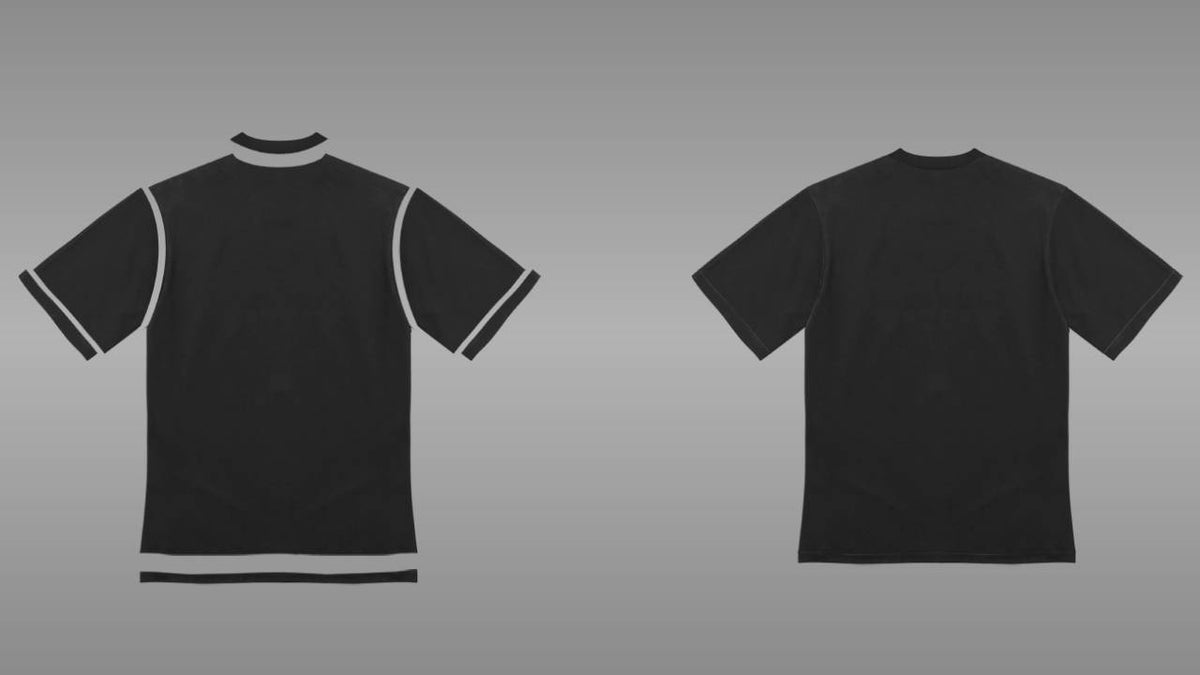 Layers: Black slim fit tee mockup PSD back view streetwear

