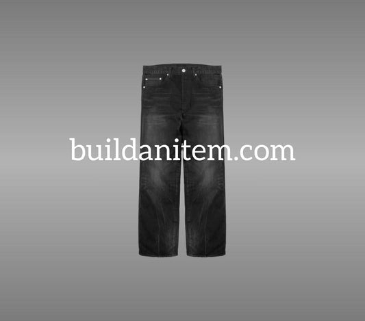 Front: Black straight jeans mockup PSD front view streetwear
