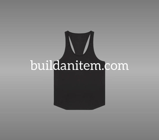 Front: Black stringer vest mockup PSD front view streetwear
