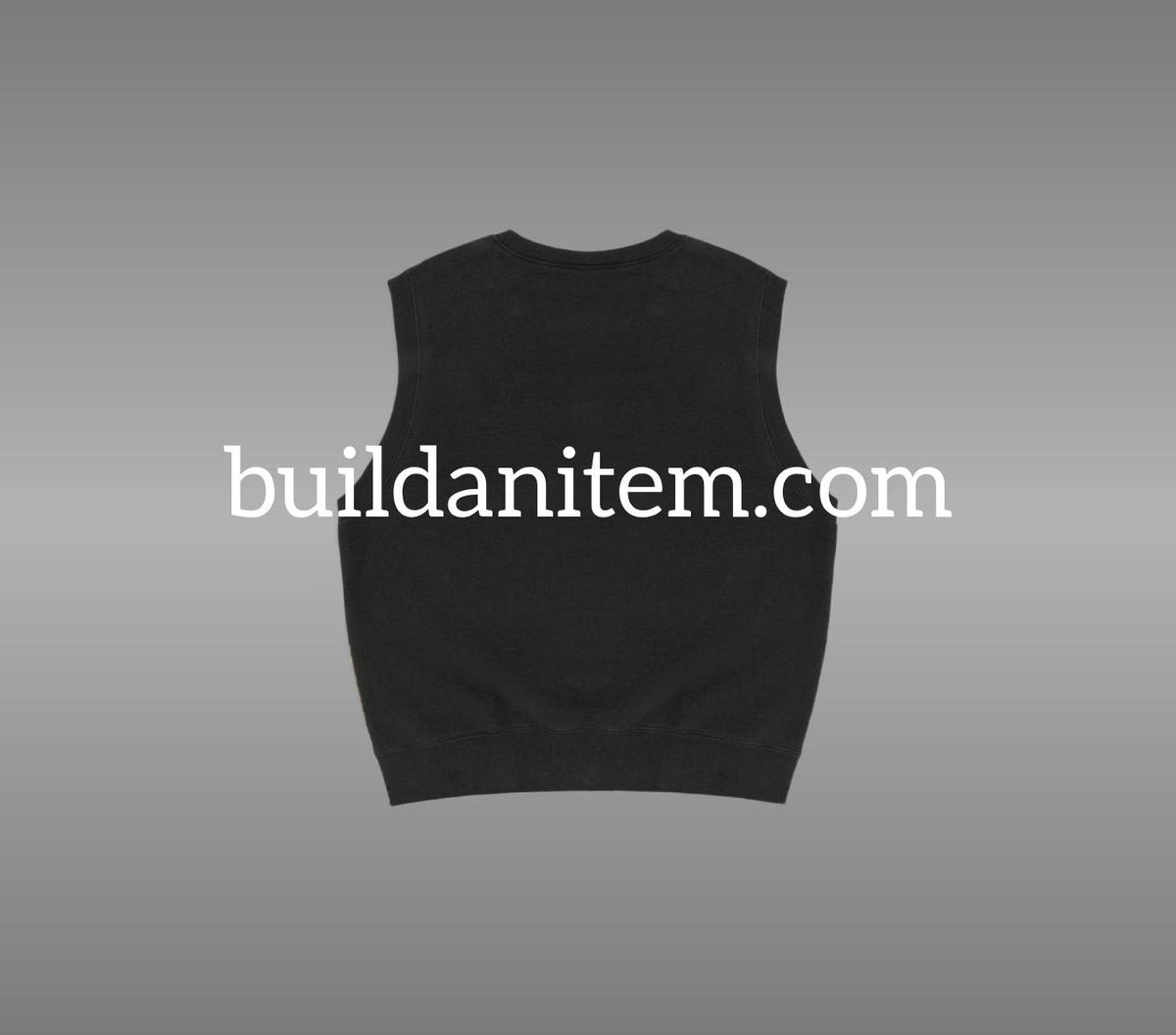 Back: Black v-neck sweater vest mockup PSD back view streetwear
