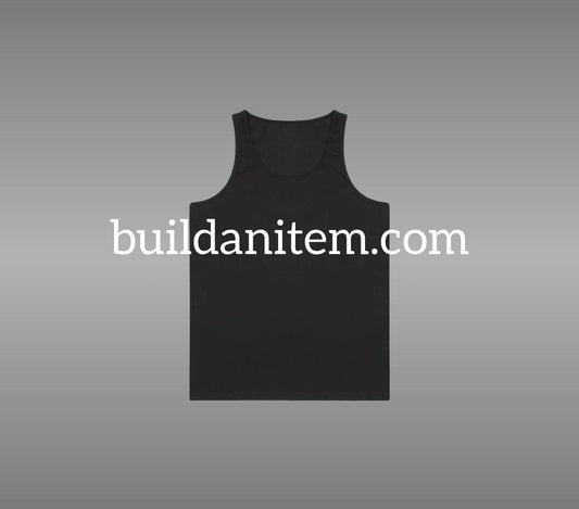 Front: Black tank top mockup PSD front view streetwear
