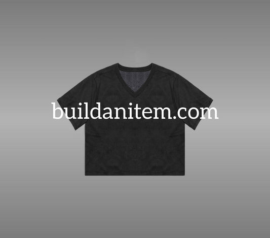 Front: Black varsity boxy tee mockup PSD front view streetwear
