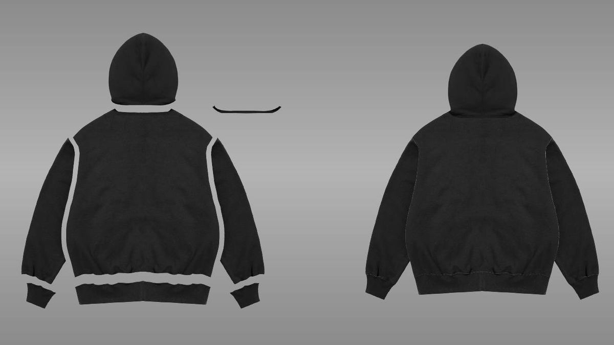 Layers: Black zip up hoodie mockup PSD back view streetwear
