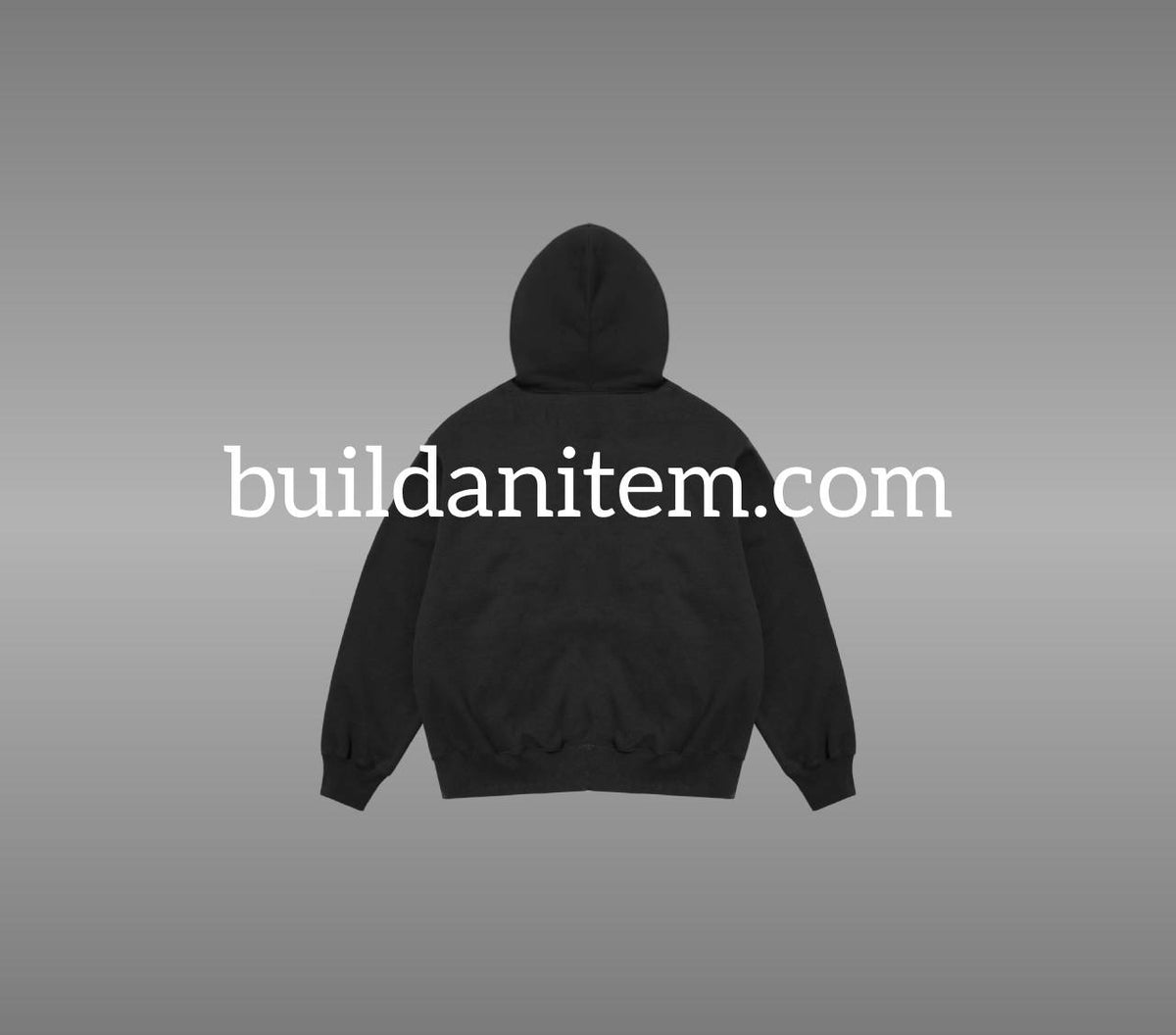 Back: Black zip up hoodie mockup PSD back view streetwear
