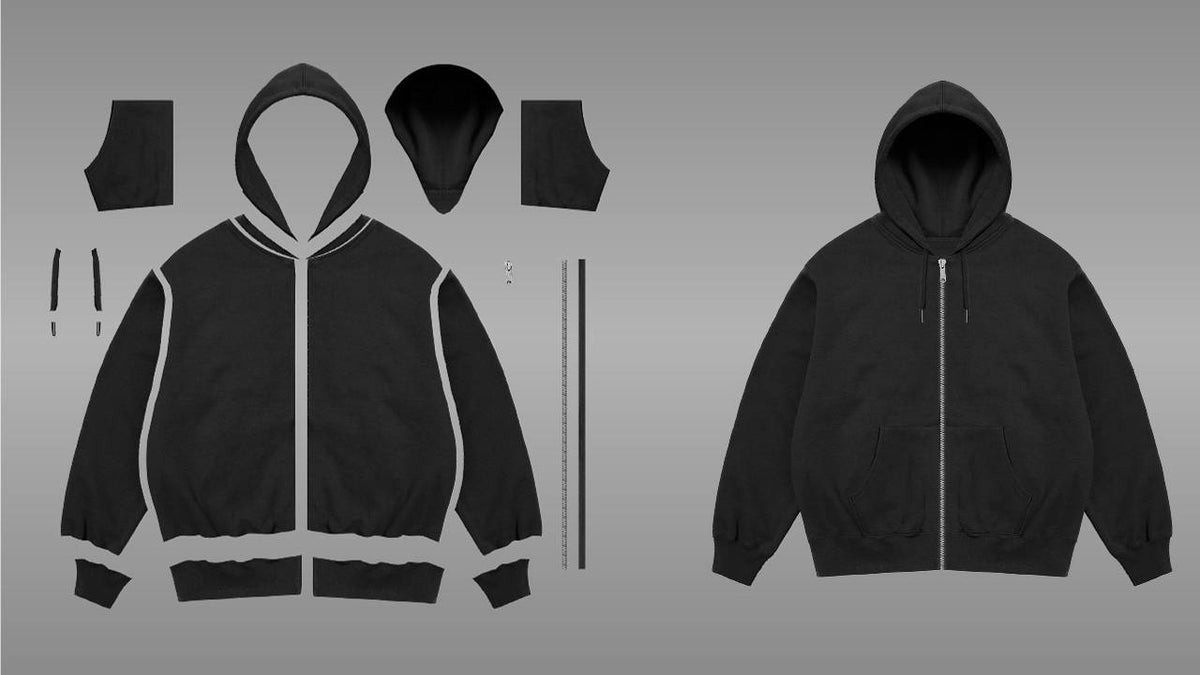 Layers: Black zip up hoodie mockup PSD front view streetwear
